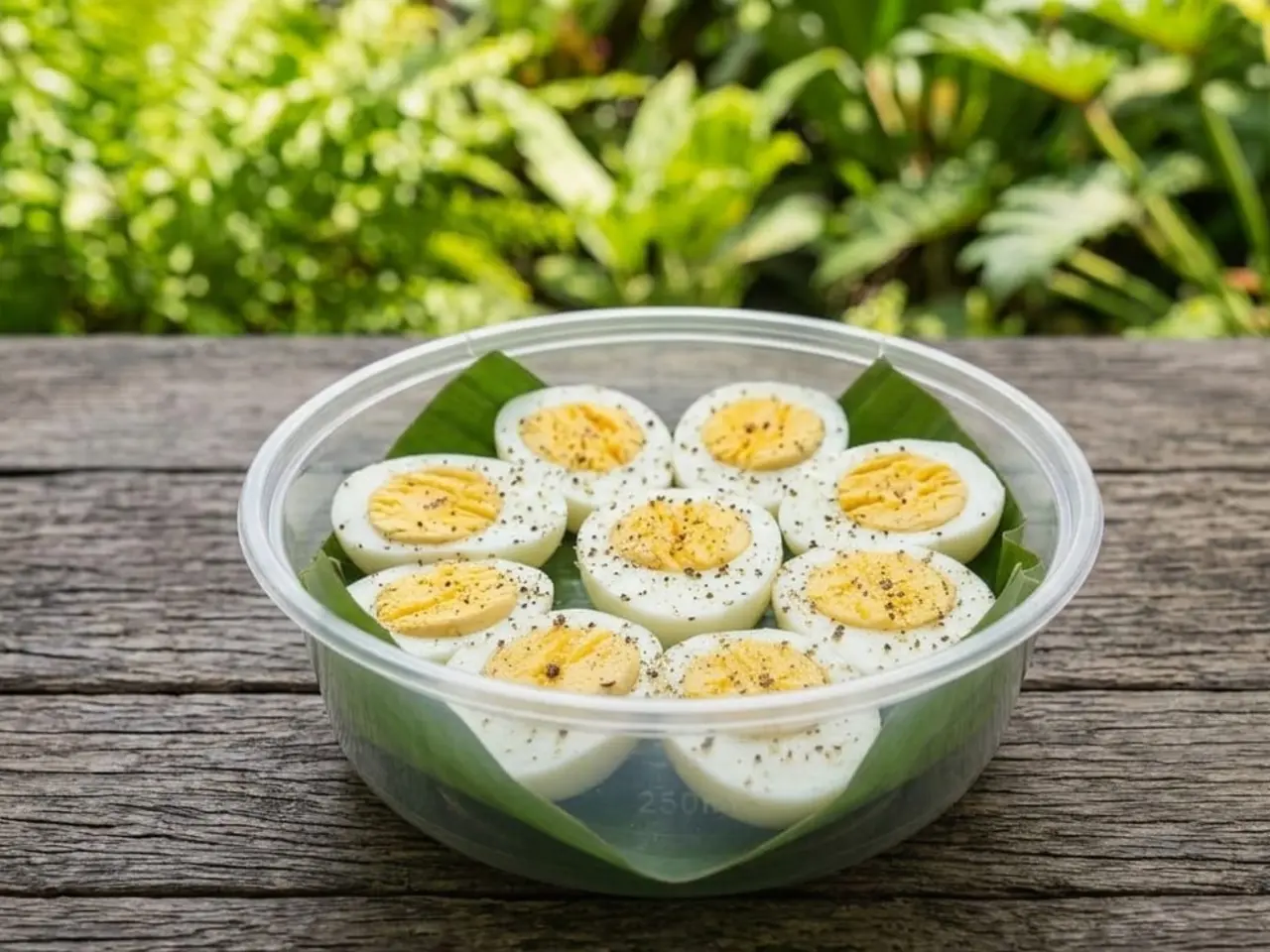 A pack of four freshly boiled eggs